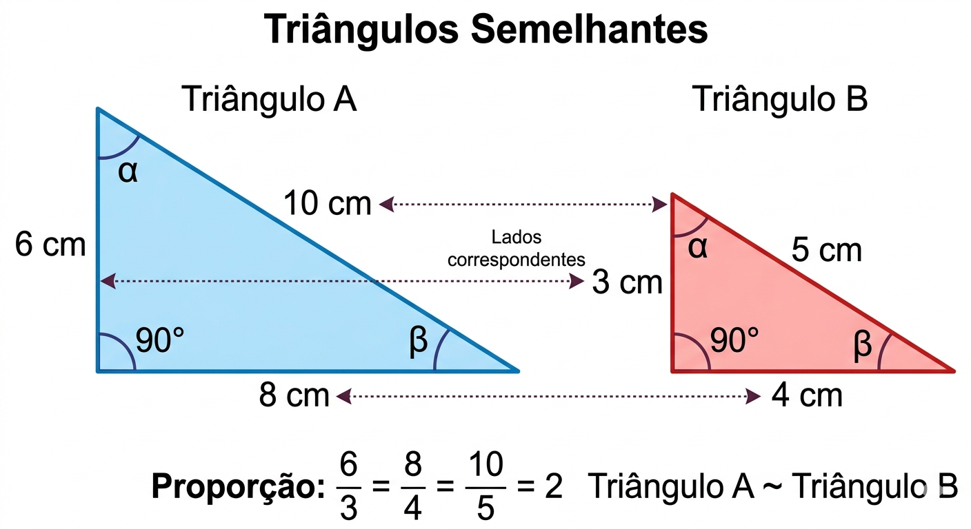 Triângulos semelhantes com medidas numéricas